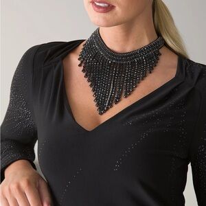 NWT Black Crystal Waterfall Statement Necklace